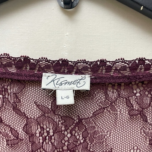 Kismet Womens Burgundy Lace Long Sleeve Blouse Pullover Size Large - Picture 10 of 10